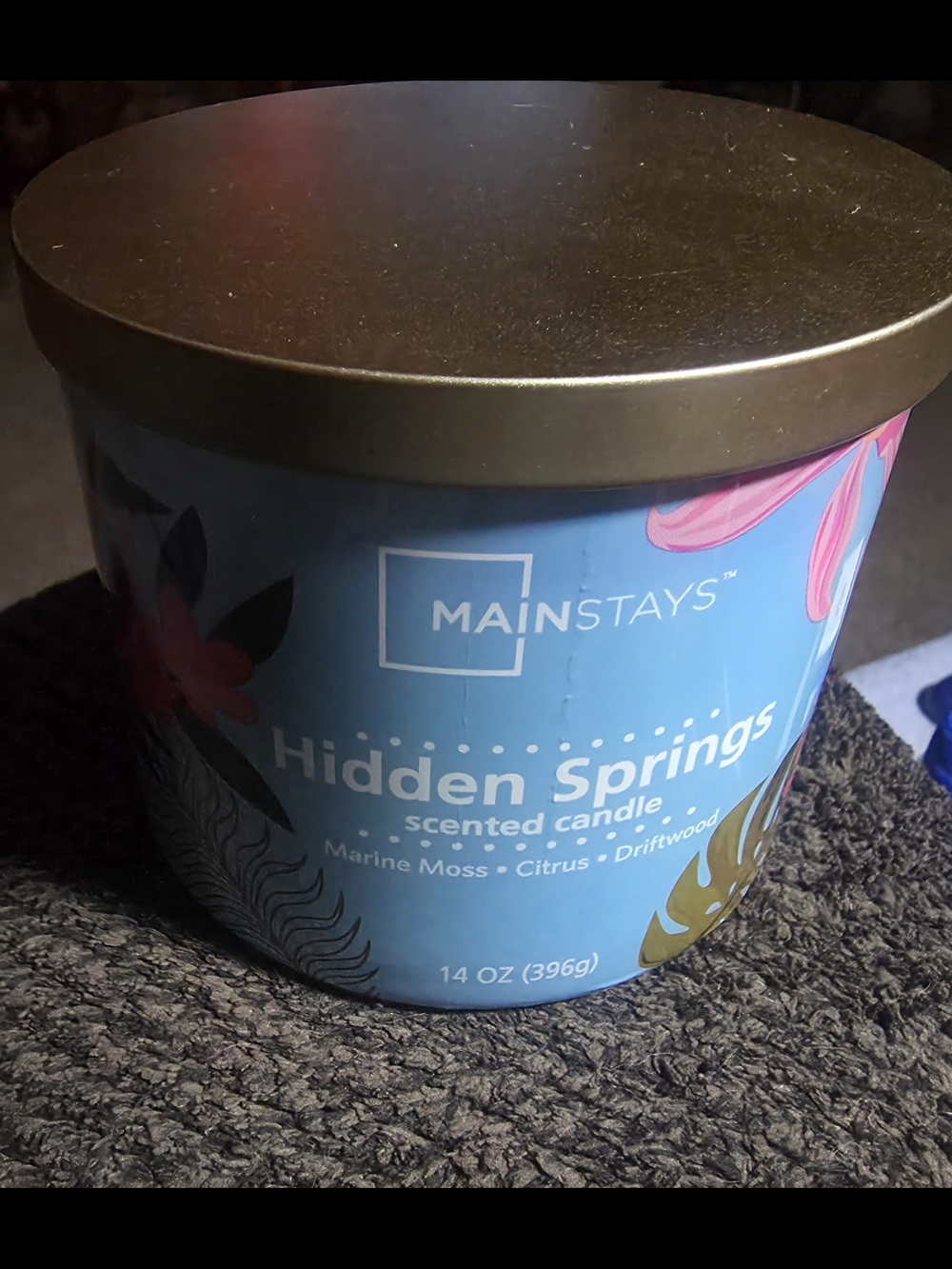 Mainstays Blue and Gold Hidden Springs Scented Jar Candle